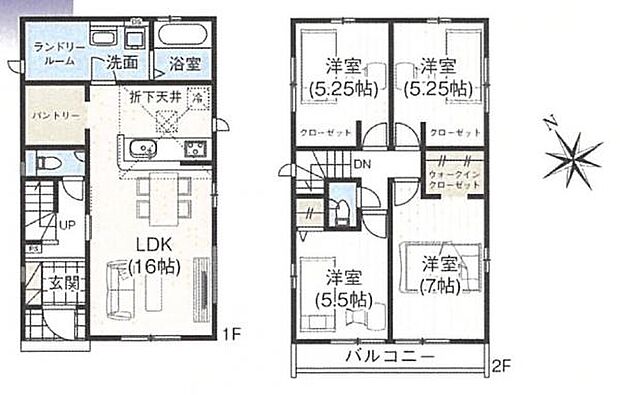 5号棟 ランドリールームやパントリーなどあると嬉しい収納が豊富な間取りです。