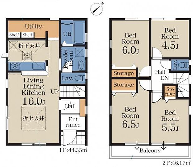 1号棟 キッチン後ろには広々ユーティリティルーム。パントリーや家事室などに便利です。