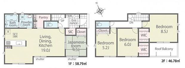 広々パントリーやSIC、WIC2つなどいたるところに収納の付いた収納豊富な間取り。