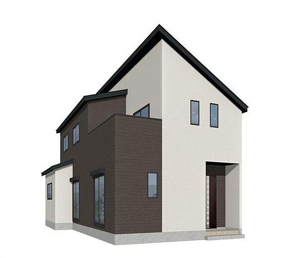 完成予想図です。2色の色使いがとてもおしゃれな1棟です。