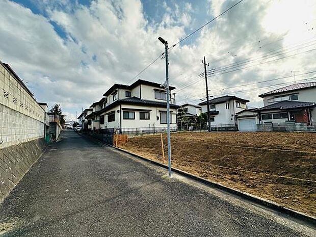 1/19撮影 両面道路の4m側。交通量が少なめの閑静な住宅街です。