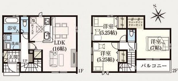 2号棟 洋室には広々ウォークインクローゼット搭載。キッチン横には収納も付いています。