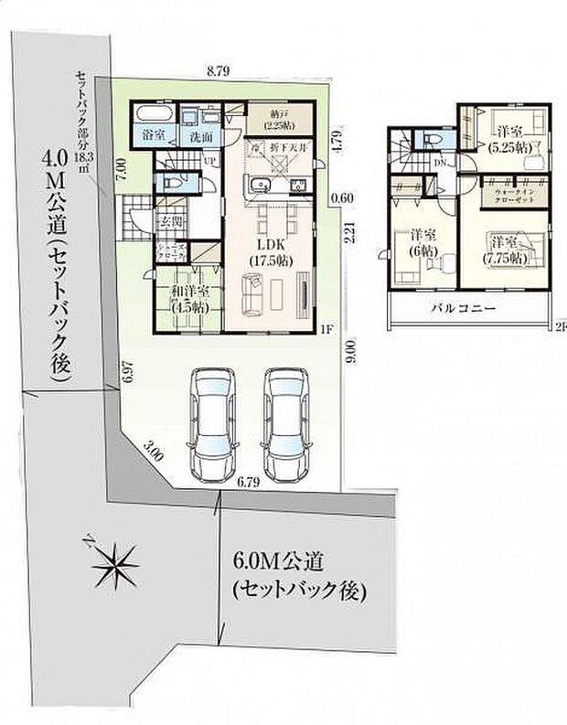 キッチン裏納戸、主寝室WIC、玄関SICなど収納豊富な間取り。