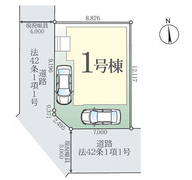 南面角地で陽当たり良好。駐車スペースも2台可能なのが嬉しいですね。