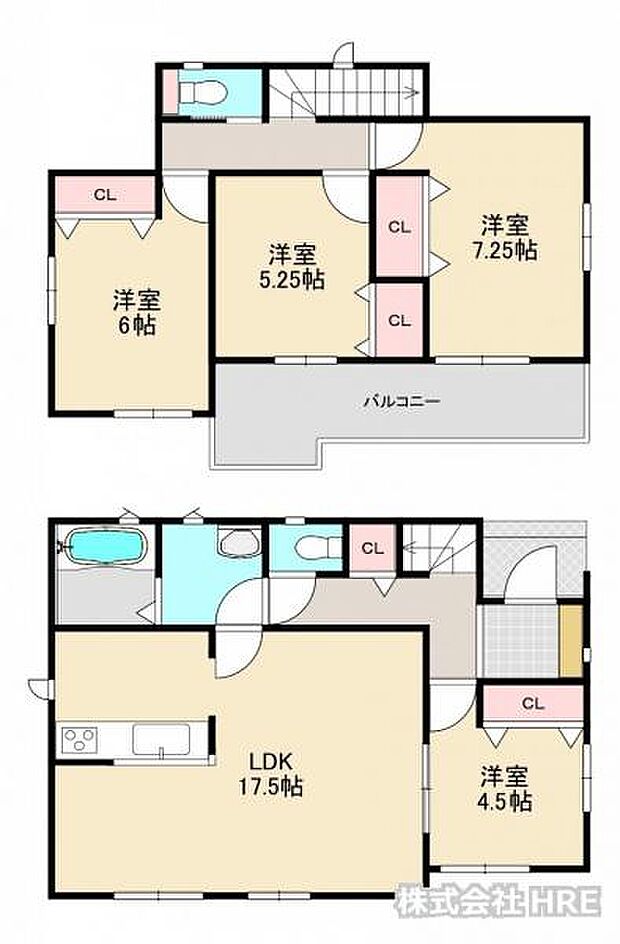 B号棟 全室南向きの明るい4LDK。水回りもまとまっていて家事動線も考えられています。