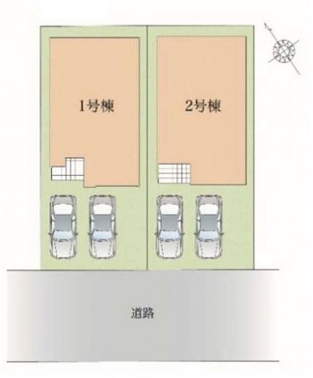 カースペースは並列で2台駐車可能。全2棟です。