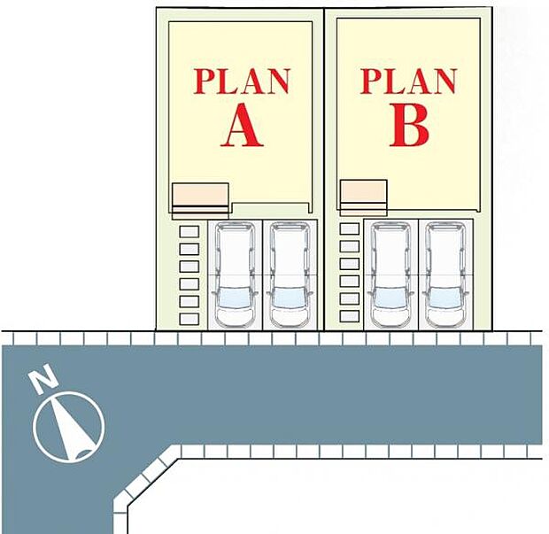 駐車2台可能、南側6ｍ公道に面しています。綺麗な整形地です。