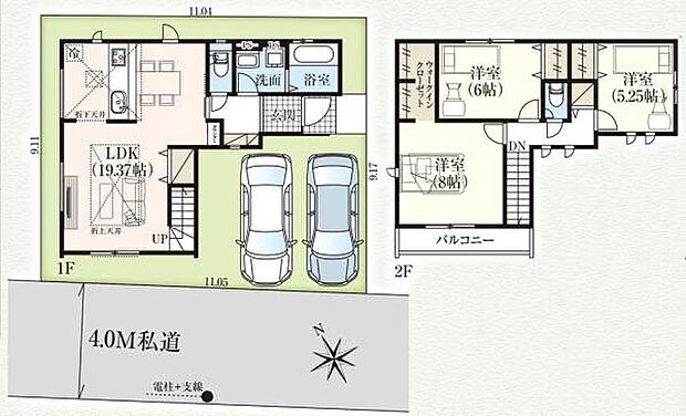 主寝室は広々WIC搭載。リビングは19.37帖と広々。