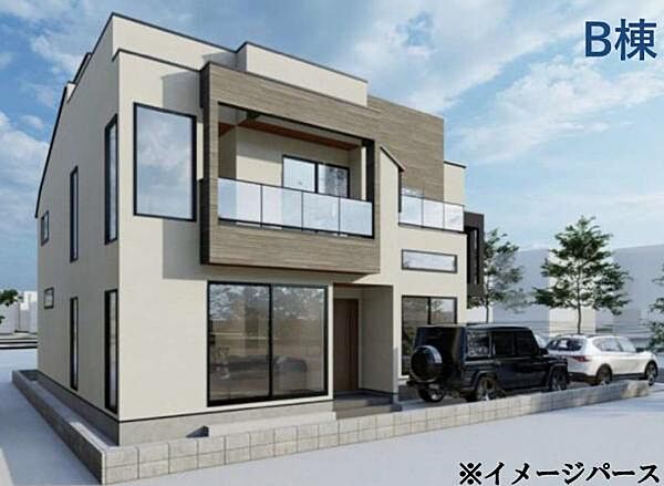 B号棟 スタイリッシュで飽きの来ない外観デザイン。（画像はイメージパースです。）