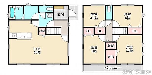 2号棟 玄関から洗面所を通ってリビングに行ける間取り。脱衣所が分かれているので入浴中も洗面所を使えます。
