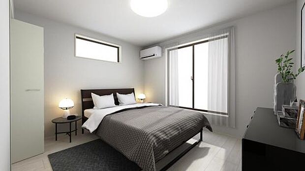 1号棟完成予想図です。 WICも付いており、収納豊富なため、お部屋を広くお使いいただけます。