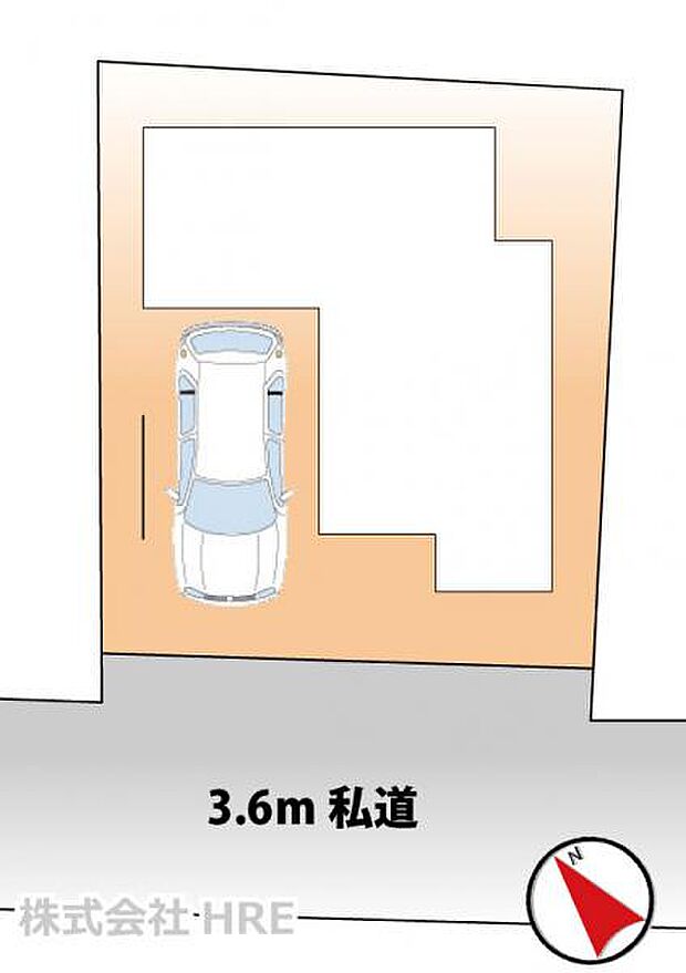 ビルトイン車庫で雨の日も濡れづらいです。南西面道路で明るさも確保