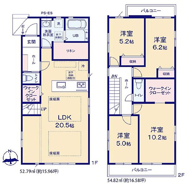 大型のリネン庫はファミリークローゼットとしても使えて便利。2つのWICもついており収納豊富です。