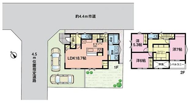 1号棟 2階ファミリークローゼットは、どの部屋からも近く、家族みんなで利用できます。