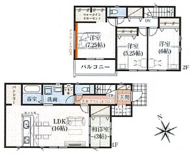 3号棟 WIC、SC、パントリー、リネン庫なけでなく2階ホールにも収納つき、4LDKです。