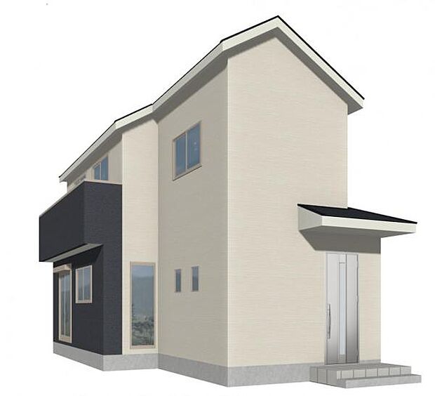 1号棟完成予想図です。落ち着いた色合いがとてもおしゃれな外観です。