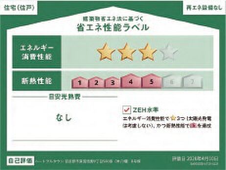 両棟ともエネルギー消費性能3、断熱性能5取得。(写真はB号棟)