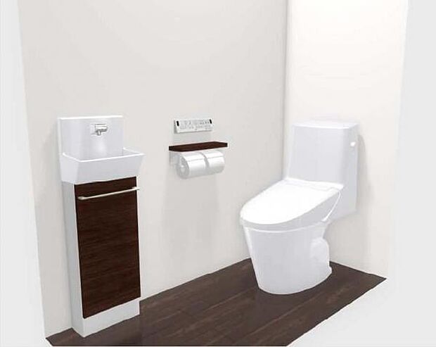 トイレの参考写真です。手洗器が別についており、清潔に保つことができます。