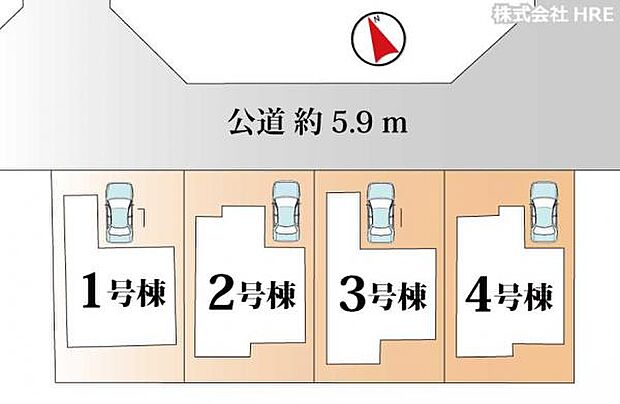 公道6mに面した区画で、駐車もゆとりをもって行うことができます。