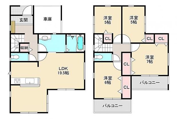 3号棟 脱衣所は広々2方向出入口。家事もしやすい間取りになっています。