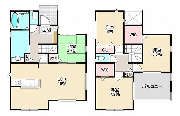 4号棟 2階洋室は全室6帖以上。WIC2つ搭載と収納豊富な間取り。