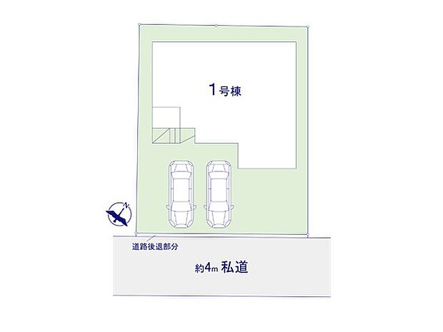 カースペースは2台分並列駐車可能。夫婦で一台ずつ使用することができます。