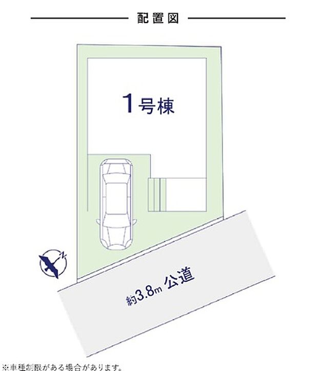 駐車スペースは1台分。ビルトイン車庫で、大切なお車も守ります。