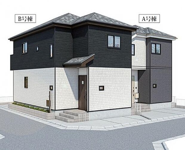 白と落ち着いた色味を基調としたカラーリングで、長く住んでも飽きの来ない外観です。※パースはイメージ画像です。