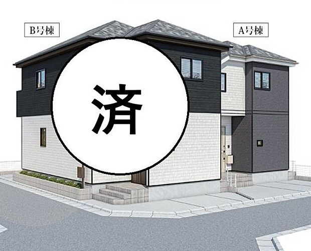 白と落ち着いた色味を基調としたカラーリングで、長く住んでも飽きの来ない外観です。※パースはイメージ画像です。