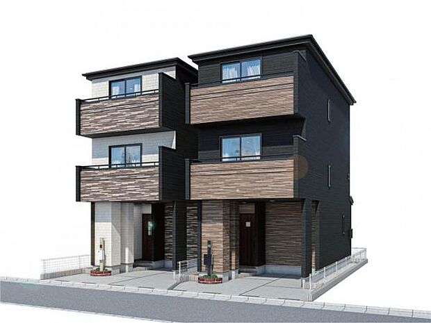 建物完成予想図です。落ち着いた色合いが特徴的な間取りです。