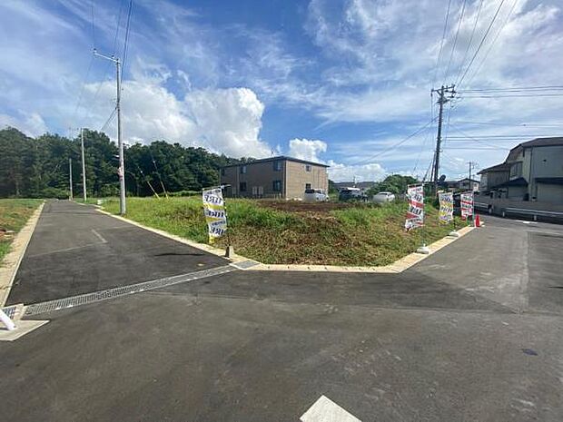 開発道路でスッキリ綺麗に整う分譲地。