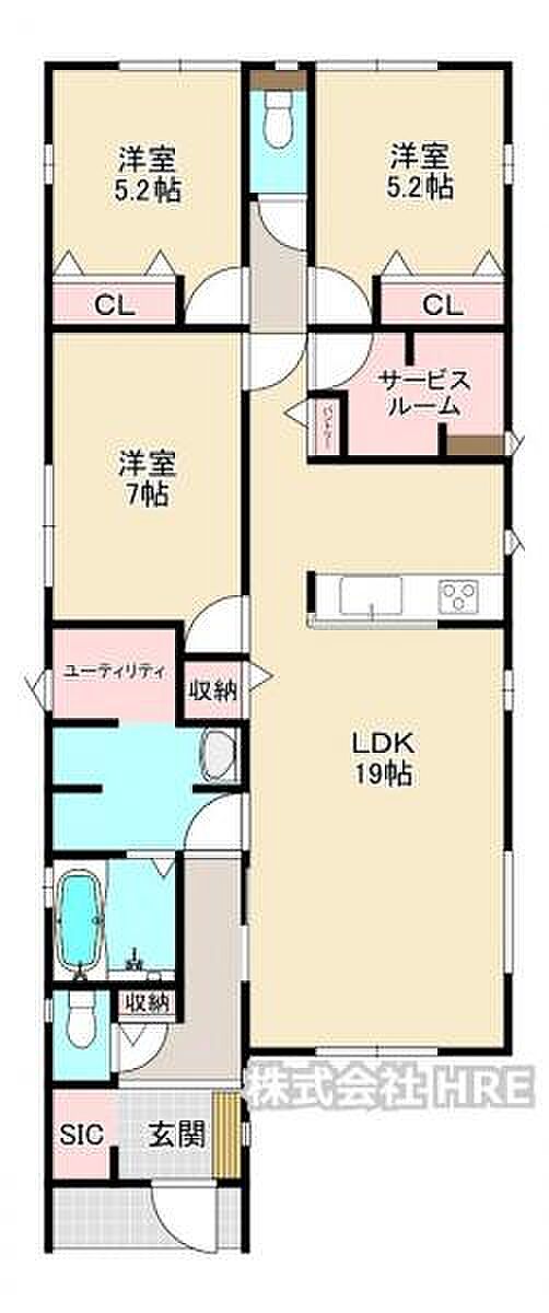 2区画の平屋参考プランです。建物価格は1760万円(税込)