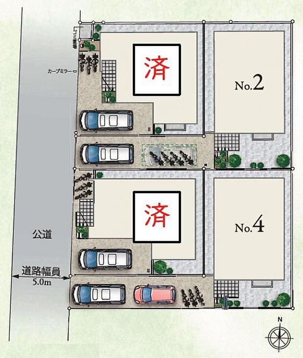 前面道路は5.0m。閑静な住宅街にあります。