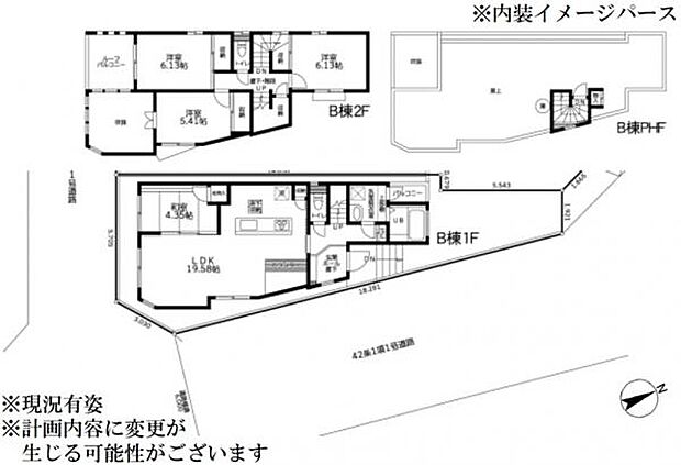 (B号棟) 開放的な吹き抜けやLDKに隣接した和室が魅力の間取りです。