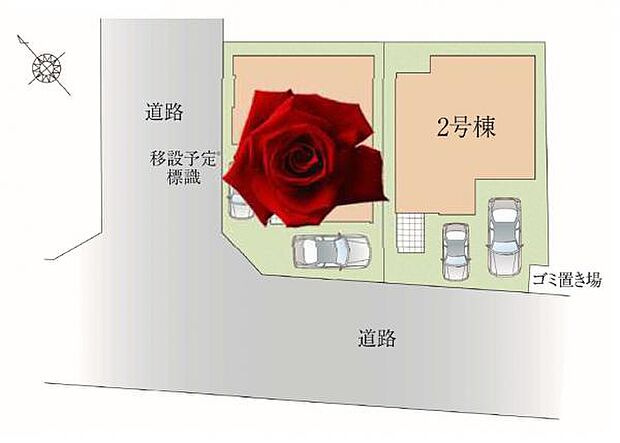 前面道路は6.5m。カースペースは車種により2台駐車可能。