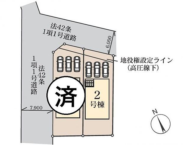 カースペース3台の50坪超え。最終1棟です。