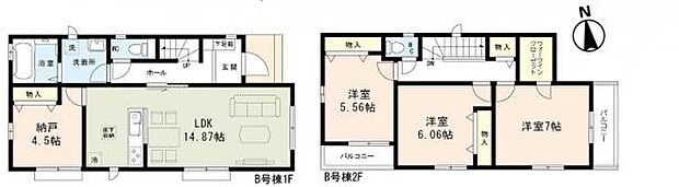 キッチン裏には居室としても、収納としても使用可能な納戸付。