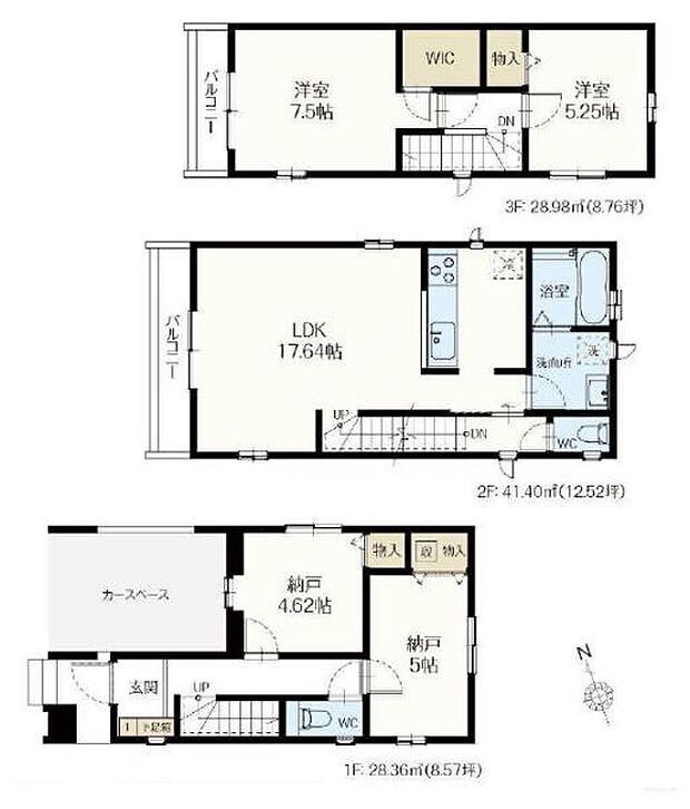 B号棟 プライベートの守られやすい2階リビング。WICつきで洋服好きな方にもおすすめです。