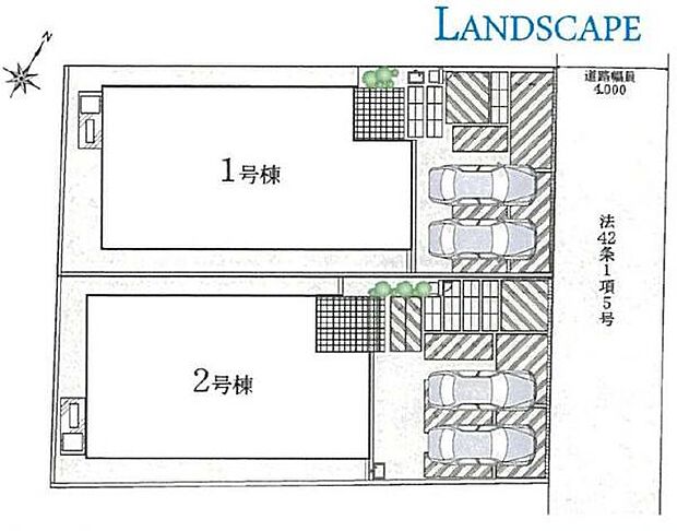 駐車2台仕様が嬉しいですね。落ち着いた住宅に佇む2棟です。