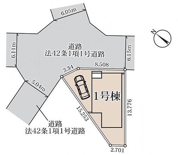 前面道路は6.15m。広々としており駐車もしやすいです。