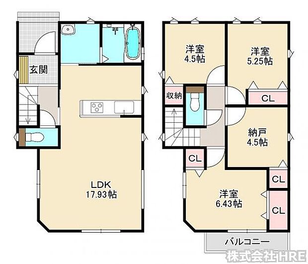 2階納戸は居室としても使用可能。水回りの集中した家事のしやすい間取りです。