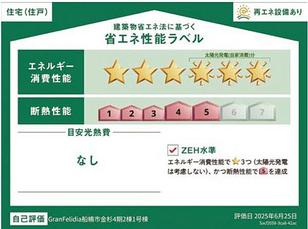 第三者評価の省エネ性能ラベルがあり安心・快適な住まいです。
