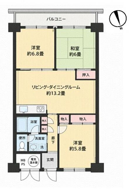 3階建ての最上階。南東向きで日当たり良好です。