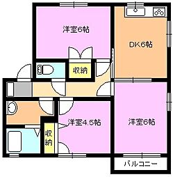 メゾン・シャルムE 1階3DKの間取り