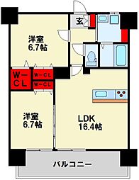 サージュ陣原 2LDKの間取図画像