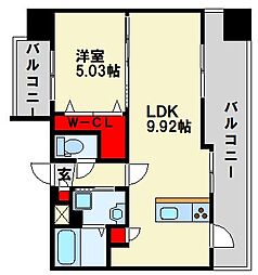 ギャラン鷹の巣 1LDKの間取図画像