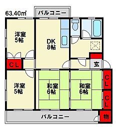 エメラルドタウン本城F棟 4DKの間取図画像