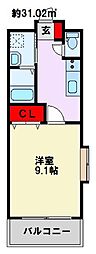 ミュールこが 1Kの間取図画像
