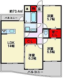 ルート本城学研台 3階/302