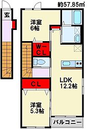 ラピュタパーク 2LDKの間取図画像